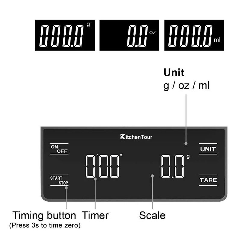 Kitchen Tools Coffee Scale with Timer Digital Multifunction Weighing Scale 3Kg/0 gallery