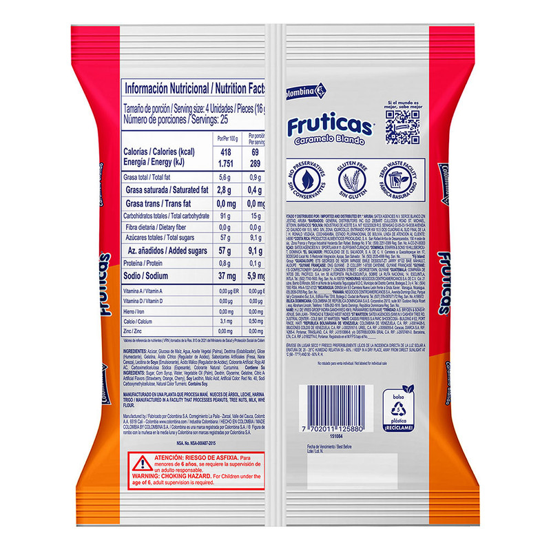 Fruticas Soft Candy Assorted Fruit Flavors Caramelos Blandos Pack 100u 400g gallery