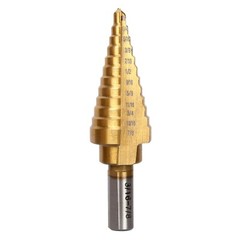 Step Drill Bit – Titanium Coated, Double Cutting Blades, 13 Steps 1/8″ to 1/2″