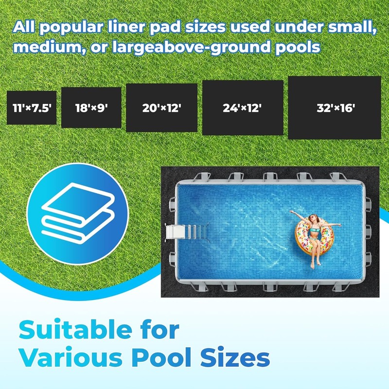12' X 24' Rectangle Thicker Heavy Duty Pool Liner Pad for above Ground Pool, Poo gallery