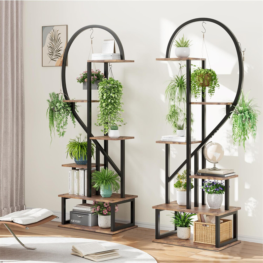 2 Pack Large Plant Stand Indoor Premium Half Heart Plant Shelf with Hanging Hook gallery