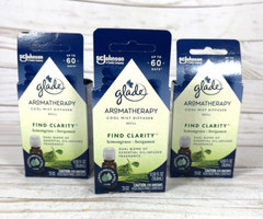 Glade Aromatherapy Cool Mist Diffuser Refill FIND CLARITY Lemongrass Bergamot 3x