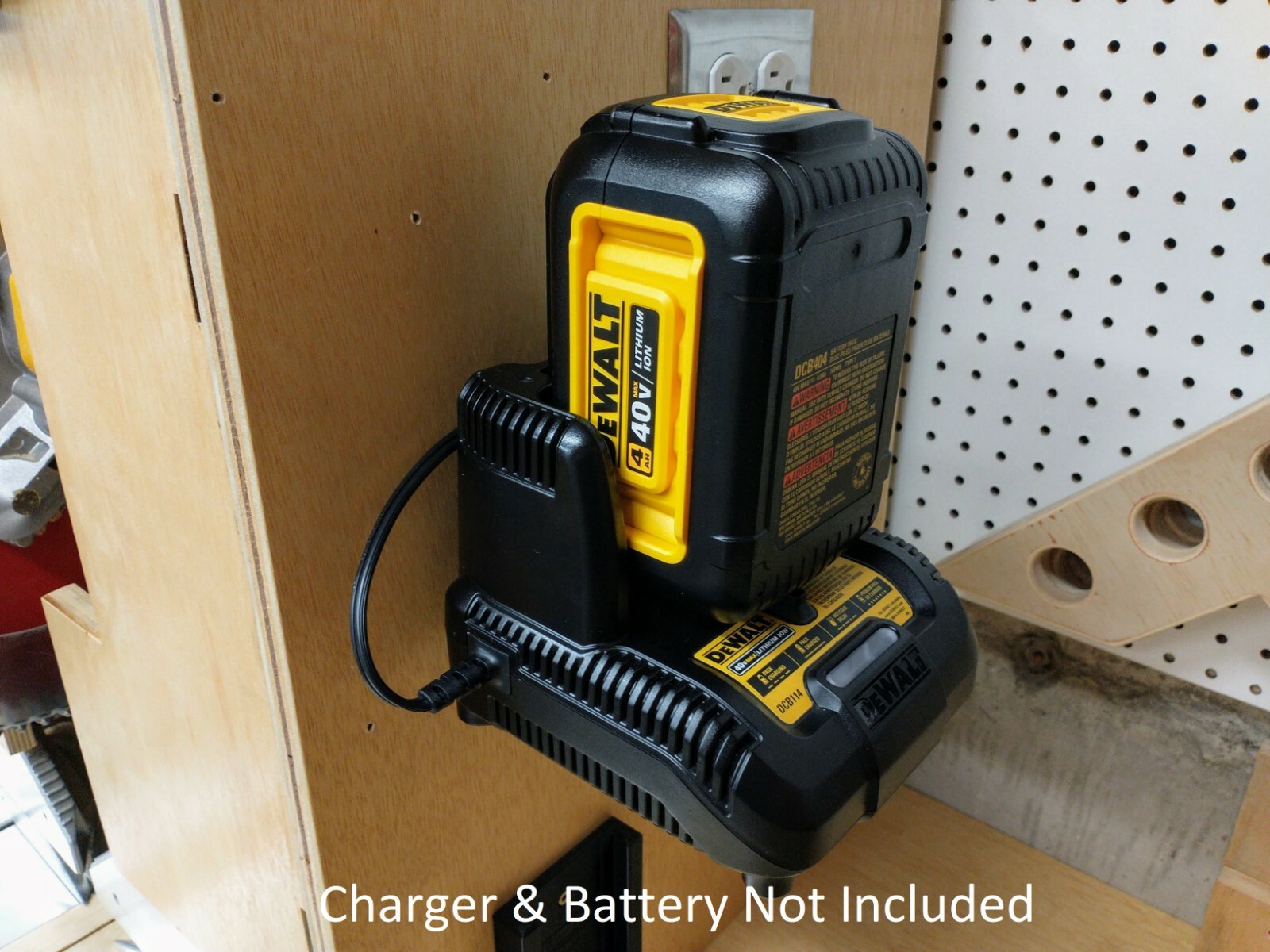 Wall Mount Holder for DeWalt DCB114 40V Charger and 40V Battery Mounts gallery