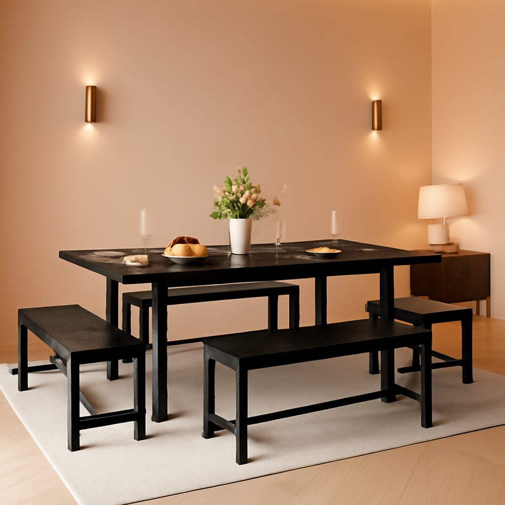 63 Inch Extendable Dining Table Set Black For 4 To 8 gallery
