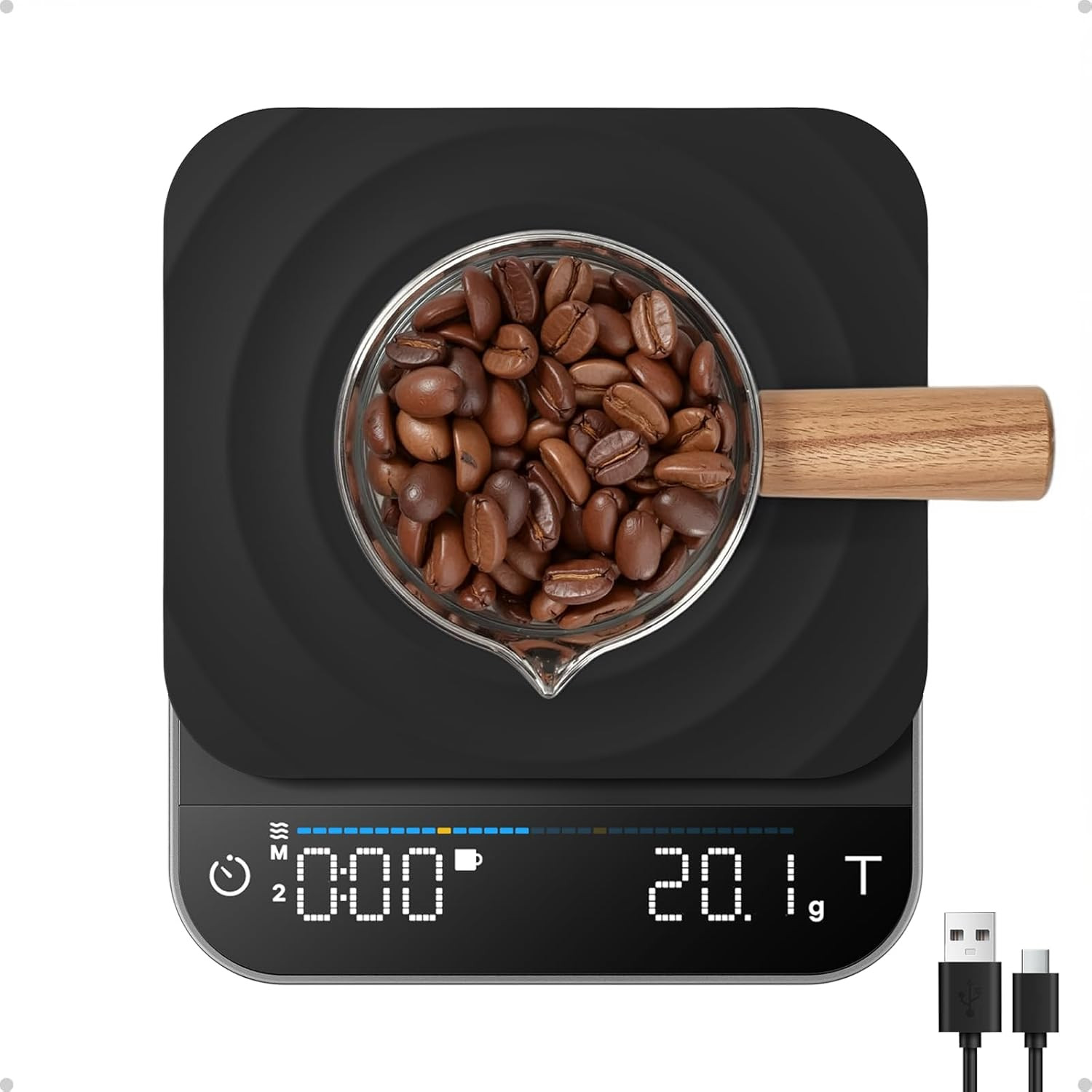 Espresso Scale with Timer, Rechargeable Coffee Scale with Flow Rate Indicator, 0 gallery