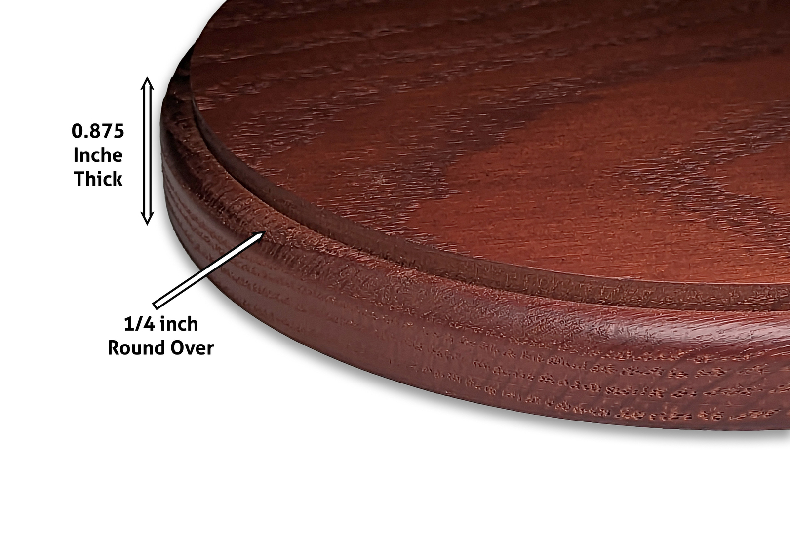 Round Display Base, Solid Red Oak, Mahogany Stain, 7/8 in thick gallery