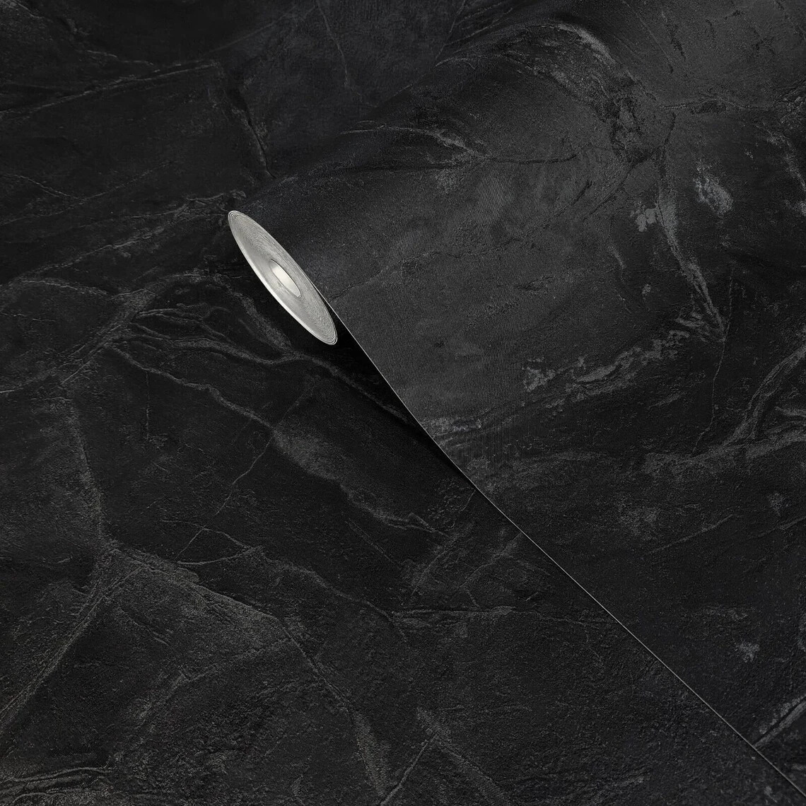 Plain Contemporary Shimmer charcoal black Faux Silk Fabric Textured Wallpaper 3D gallery