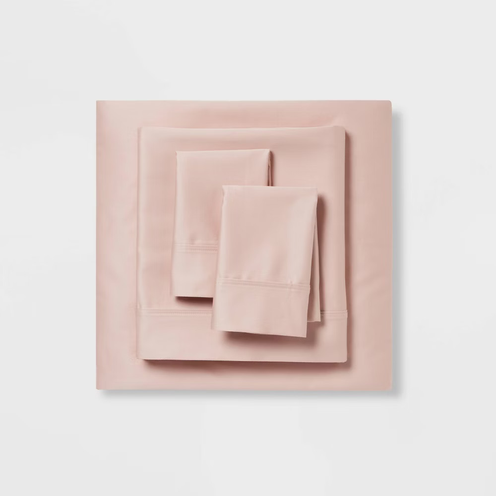 Twin/Twin XL Solid Performance 400 Thread Count Sheet Set Blush - Threshold: gallery