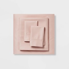 Twin/Twin XL Solid Performance 400 Thread Count Sheet Set Blush – Threshold: