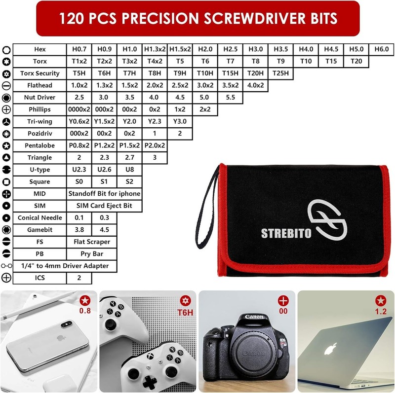 STREBITO Electronics Precision Screwdriver Sets 142-Piece With 120 Bits Magnetic gallery