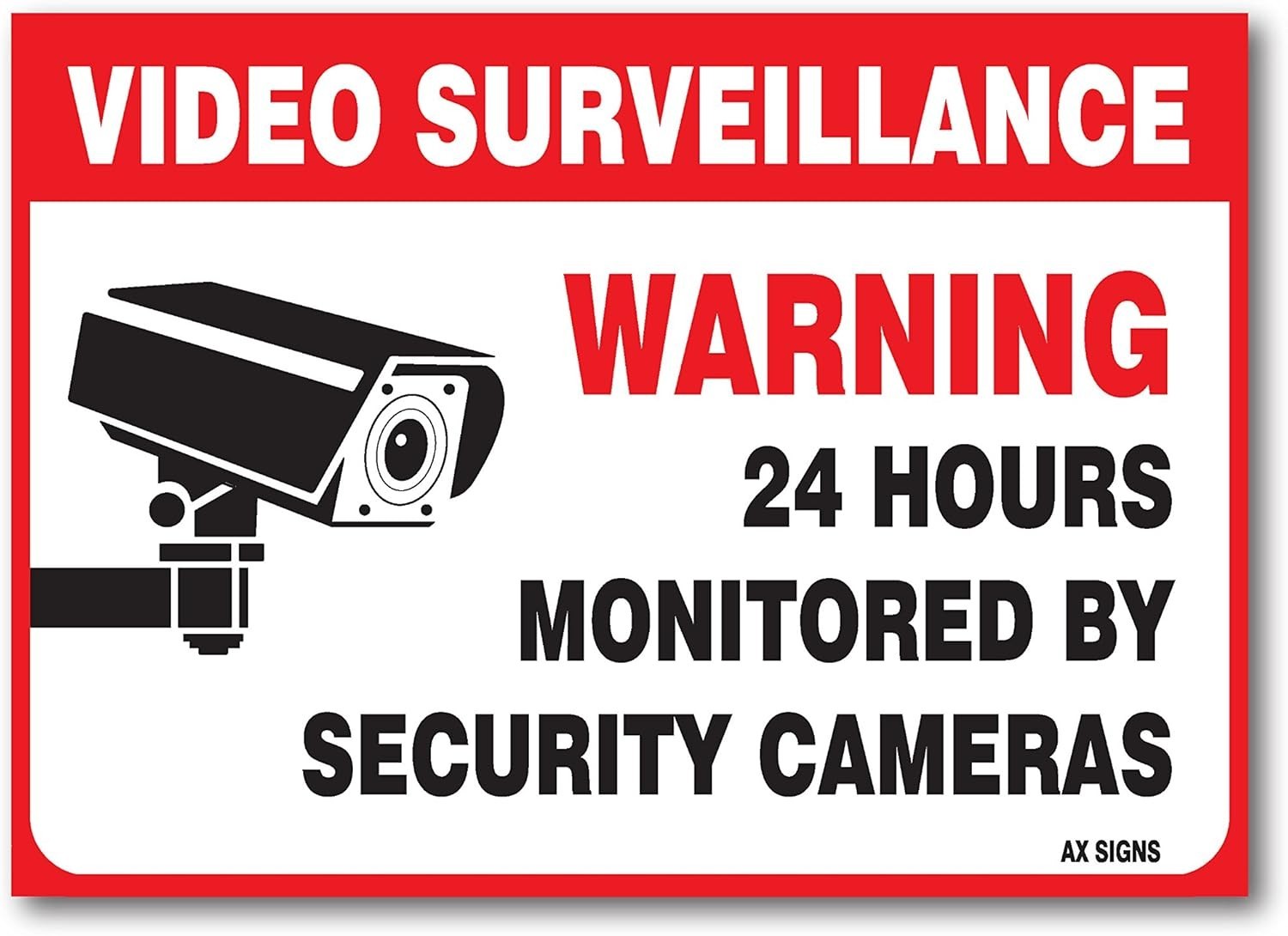 (4 Pack) Warning Video Surveillance 24 Hours Stickers - 2.5" X 3.5" Inches gallery