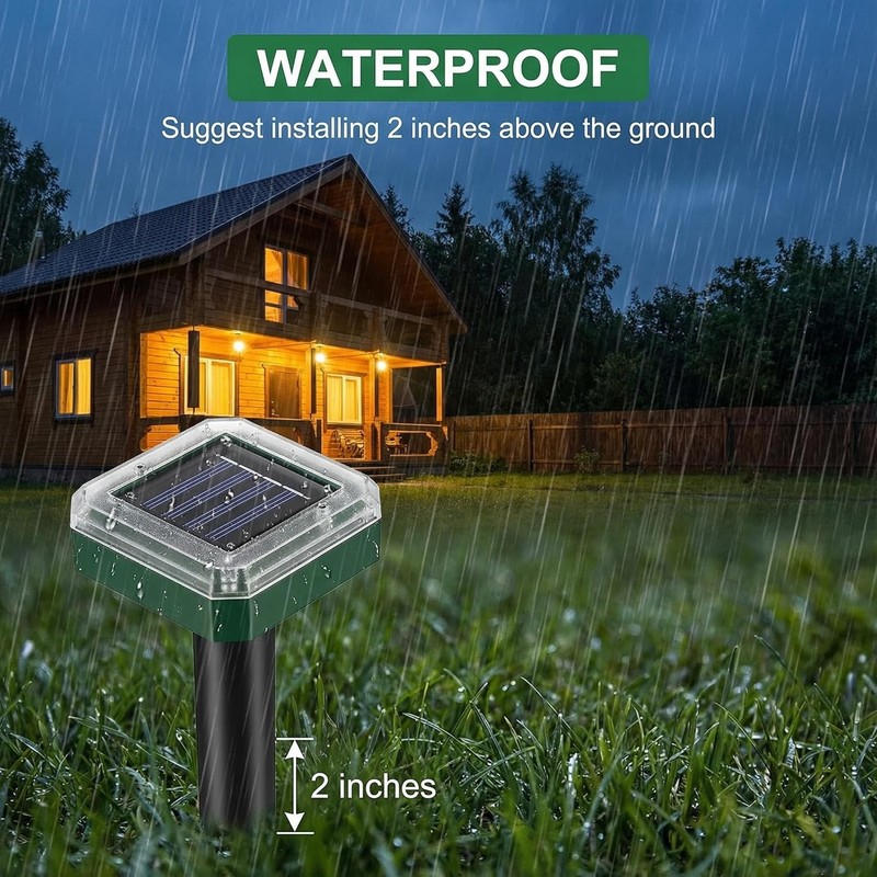 4pcs Solar Powered Ultrasonic Mole Repellent–Waterproof Outdoor Rodent Deterrent gallery
