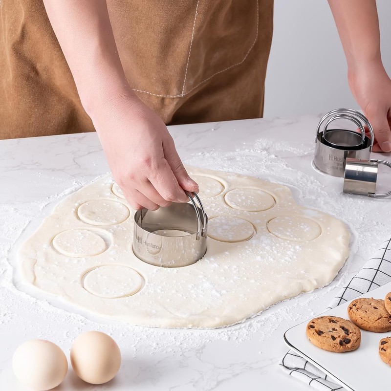 Biscuit Cutter Set Round Cookie Cutters with Handle 5 Pieces Stainless Steel New gallery