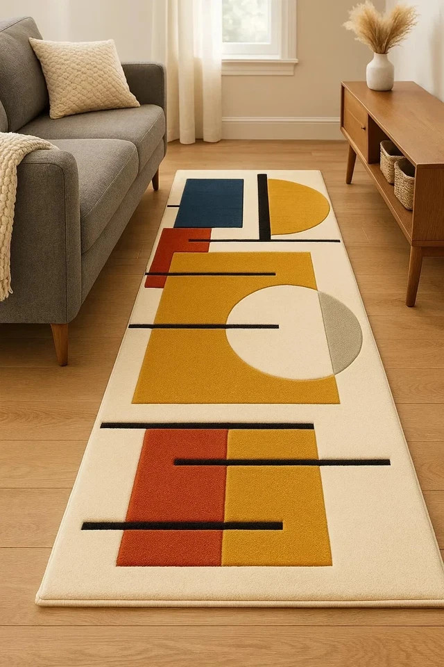 Modern Runner Hand Tufted Wool Rug Hallway Carpet Shapes In Ivory For Christmas gallery