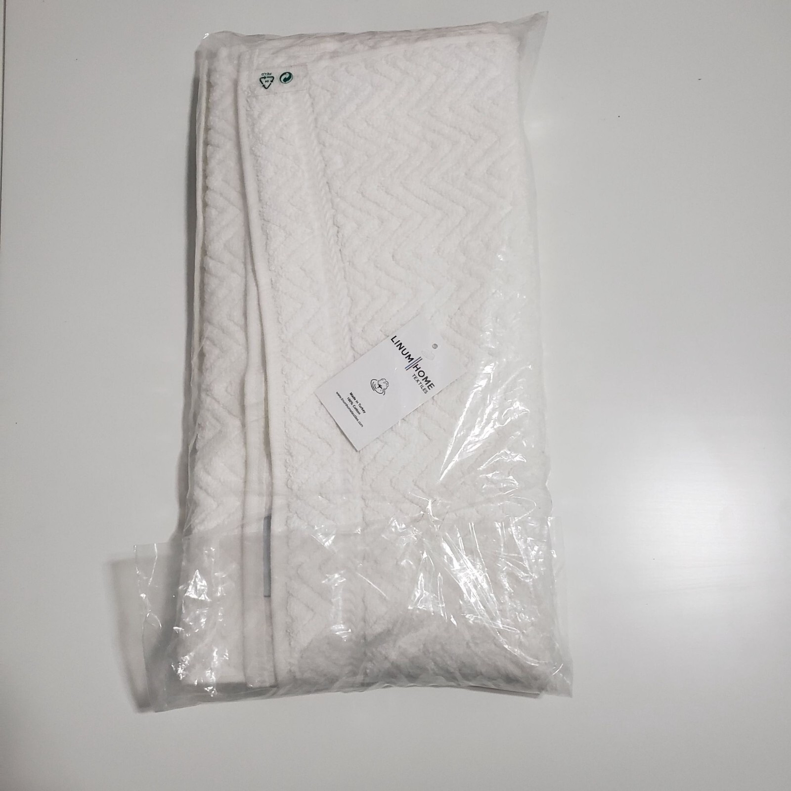New Linum Home Textiles 100% Turkish Cotton Herringbone Hand Towels, White, 2 Pi gallery