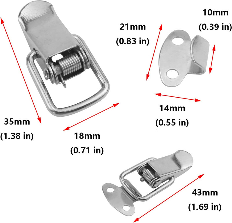 Spring Loaded Buckle Latch Stainless Steel Toggle Hasp Lock for Wooden Case Tool gallery