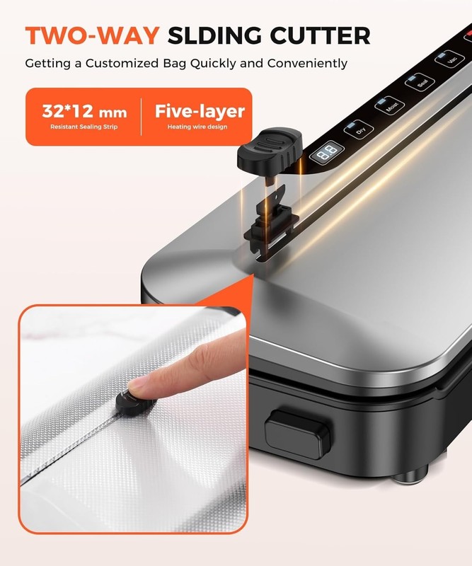 Automatic Vacuum Sealer Machine, 75KPA Vacuum Food Sealer, 6-in-1 Food Sealing gallery