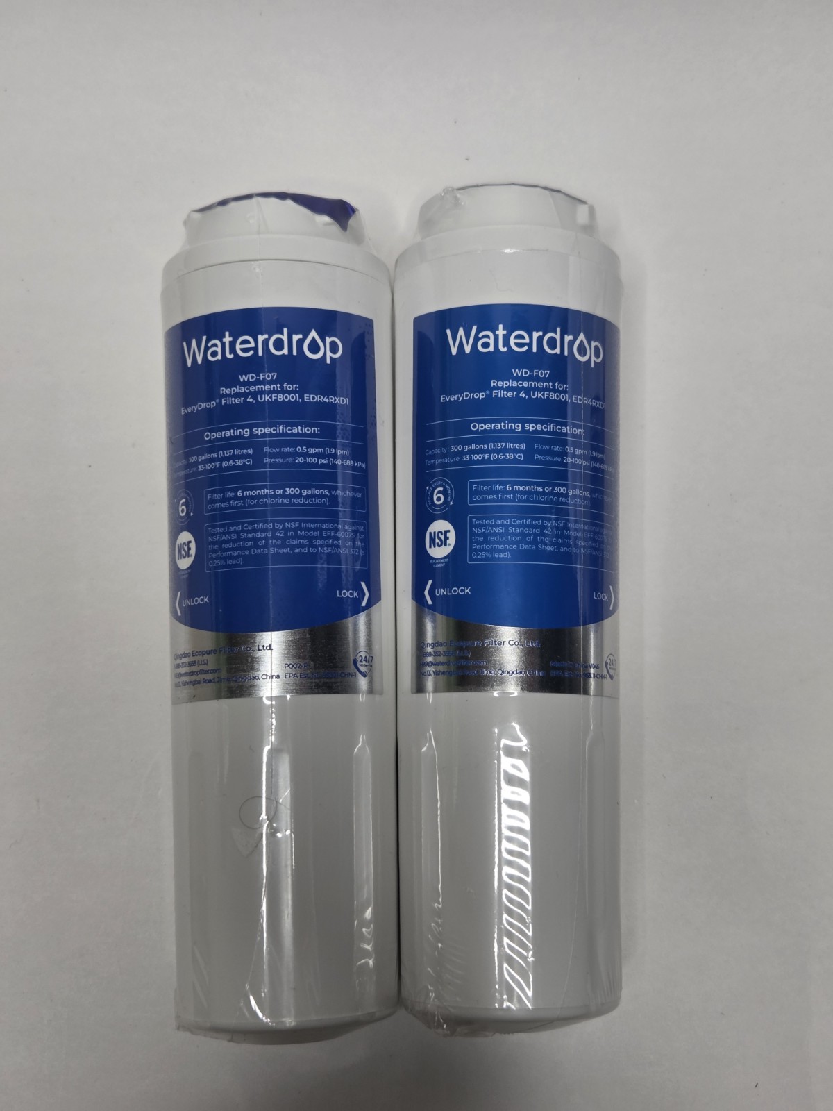 Waterdrop WD-F07 Replacement Refrigerator Water Filter - 2 Pack gallery