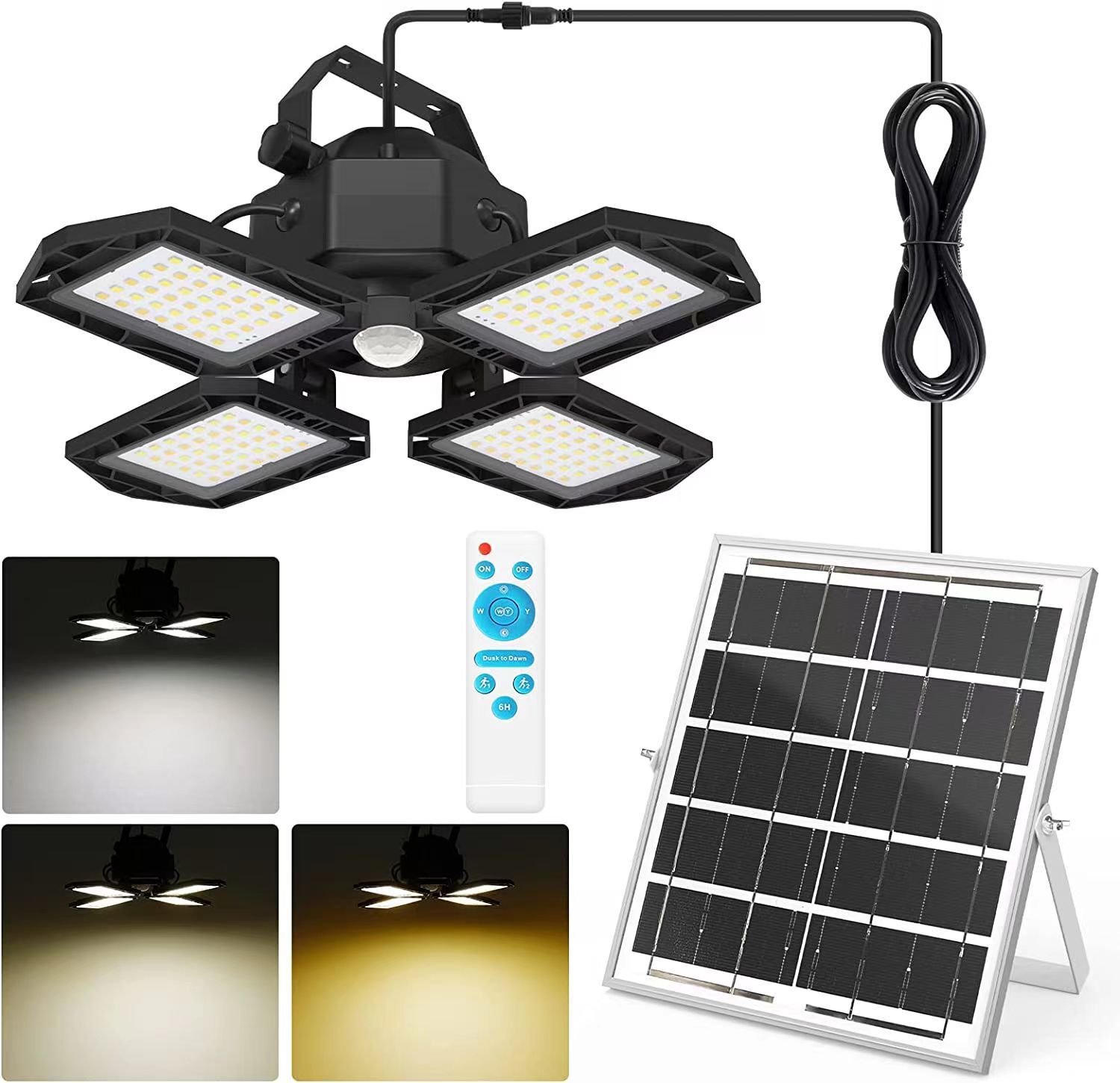 Solar Pendant Light Outdoor Indoor 168LED Solar Powered Motion Sensor Shed Light gallery