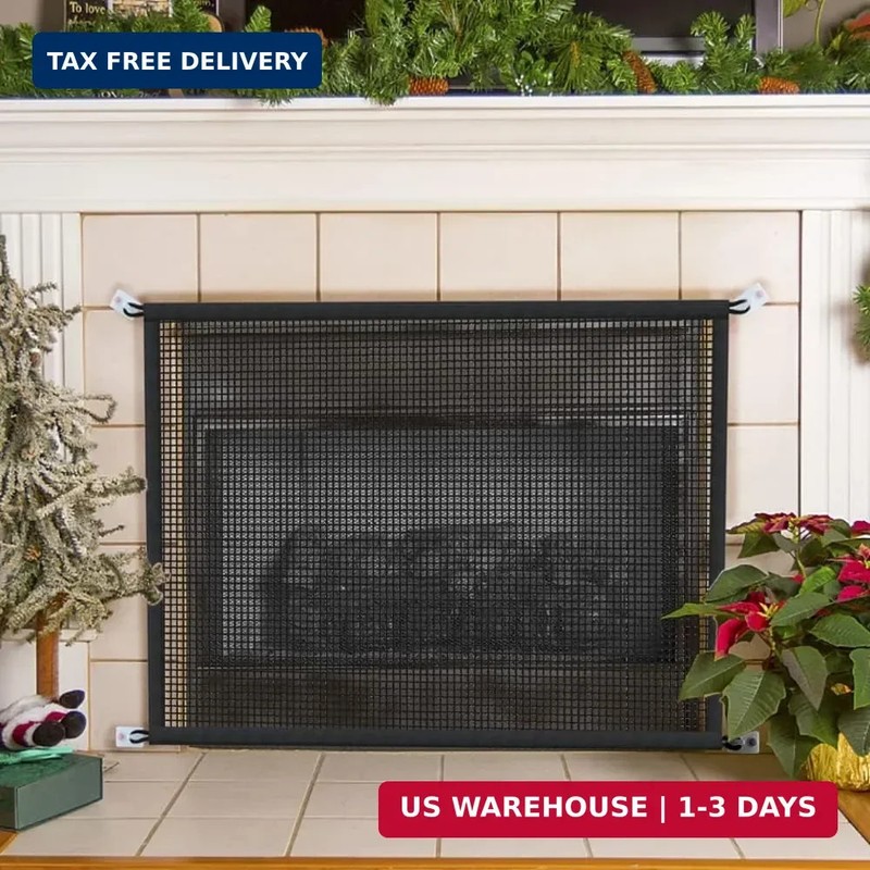 Fireplace Screen Safe Mesh Gate: Fireplace Cover Child Safety Barrier Guard for gallery