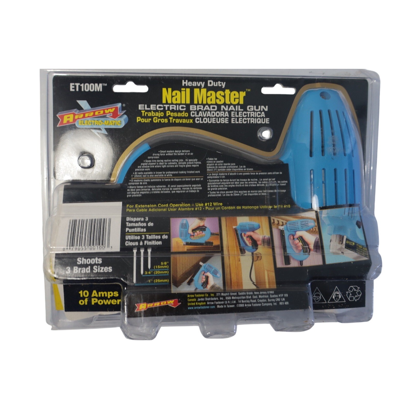 Arrow ET100M Heavy Duty Nail Master Electric Brad Nail Gun 18 Gauge Blue New gallery