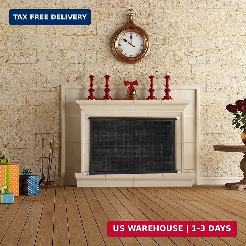 Fireplace Screen Safe Mesh Gate: Fireplace Cover Child Safety Barrier Guard for gallery