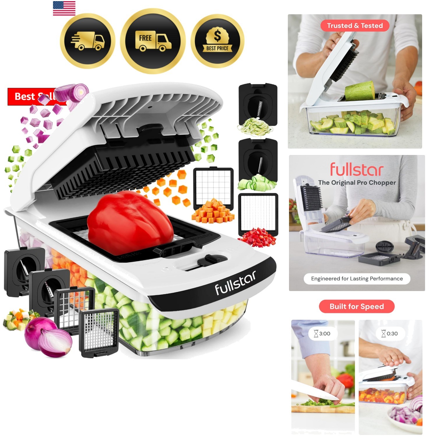 The Pro Chopper - Vegetable Chopper and Spiralizer, Food Chopper with Contai... gallery