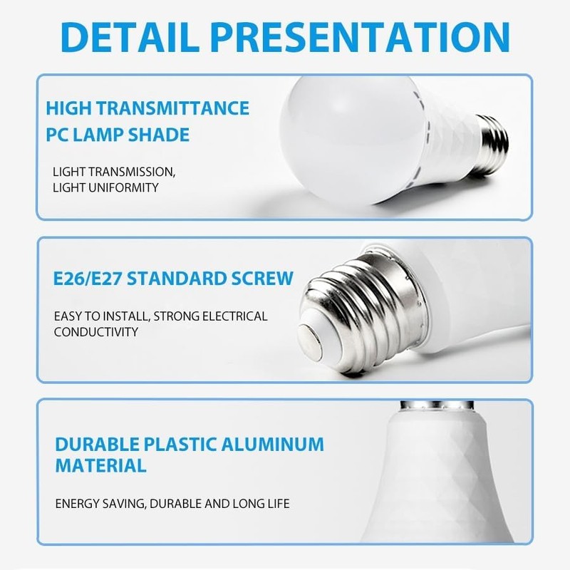 80W Equivalent 15W Rechargeable Emergency Light Bulb 1200mAh Battery Backup E27 gallery
