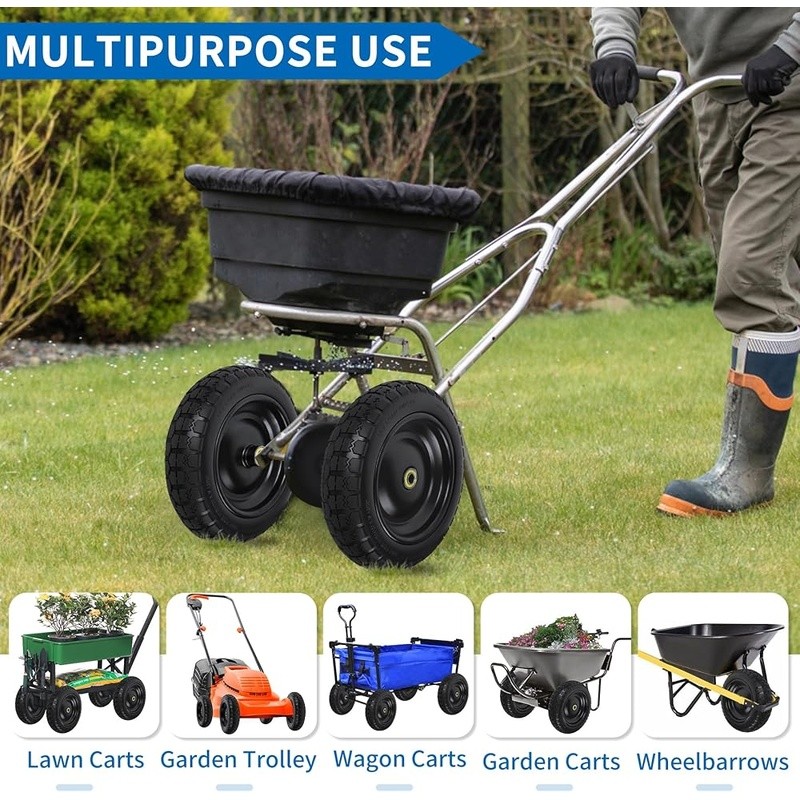 Solid Flat Free 13 Inch Tires Heavy Duty Garden Truck Wheelbarrow Load 300LB New gallery