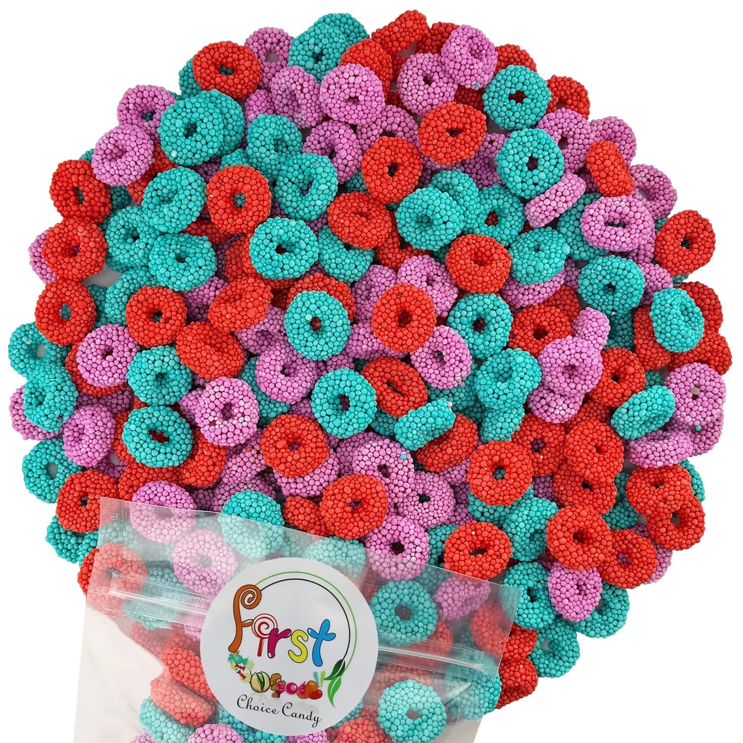 FirstChoiceCandy Gummy Rings, Fruit Flavored Crunchy Coating, Assorted Tropical gallery