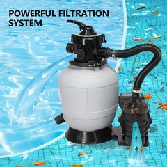 12″ Sand Filter Above Ground Pool System with 1/2HP Pump – 2640GPH Max Flow New