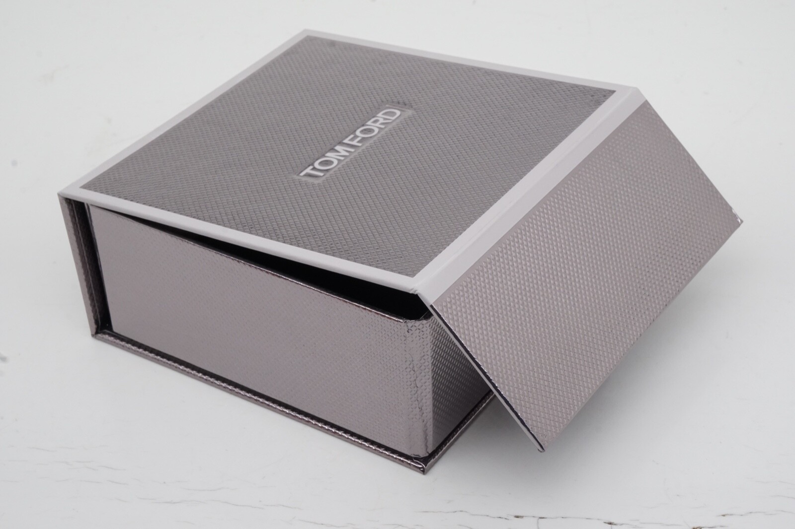 New TOM FORD Silver Extra Small Holiday Animation Gift Box 4.75" x 5" x 2" OD gallery
