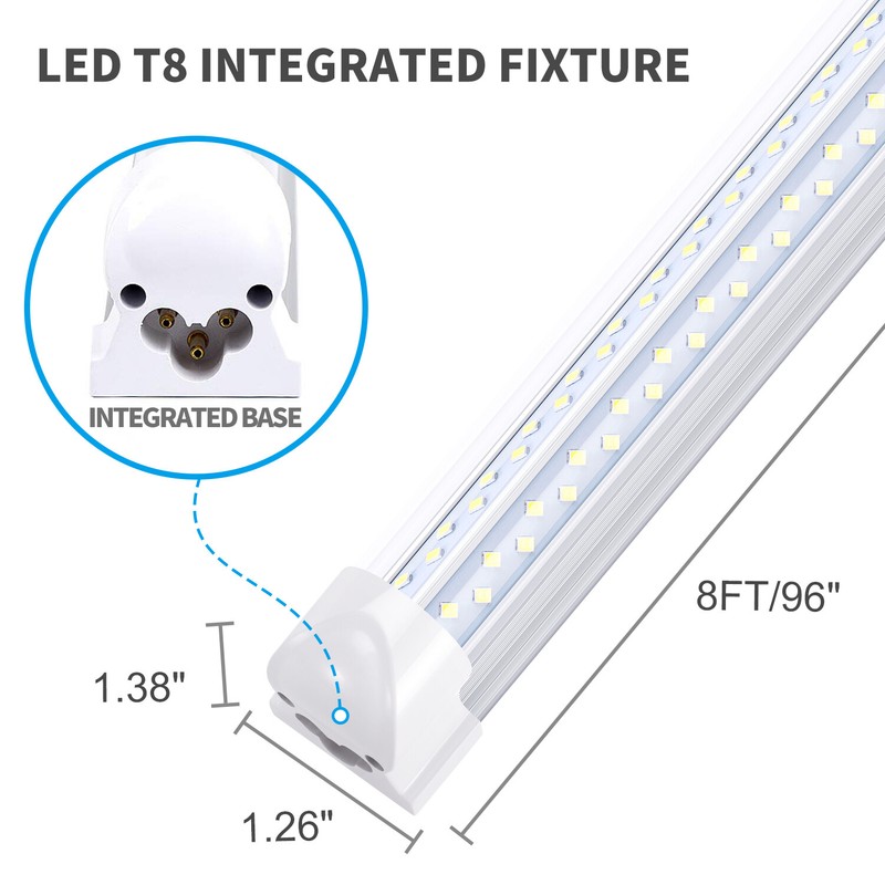 6PACK 8FT LED Shop Light 120W T8 Linkable LED Light Fixture For Garage Warehouse gallery