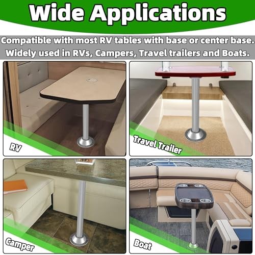 2 Pack RV Table Base Mount - 2 1/8 inch Aluminum Pedestal Table Base Flange - gallery