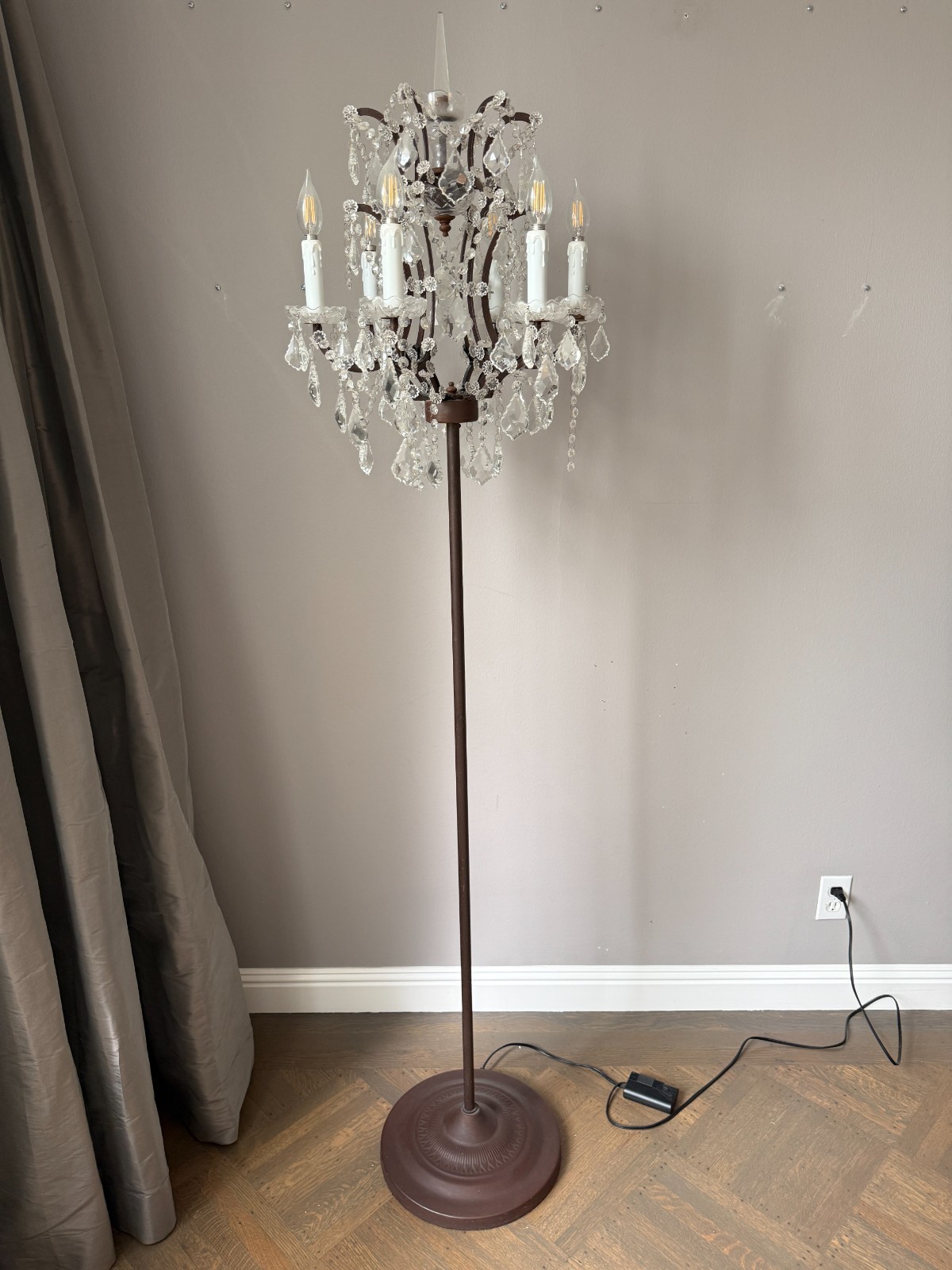 RH Restoration Hardware 19th C Rococo Crystal Floor Lamp 75" gallery