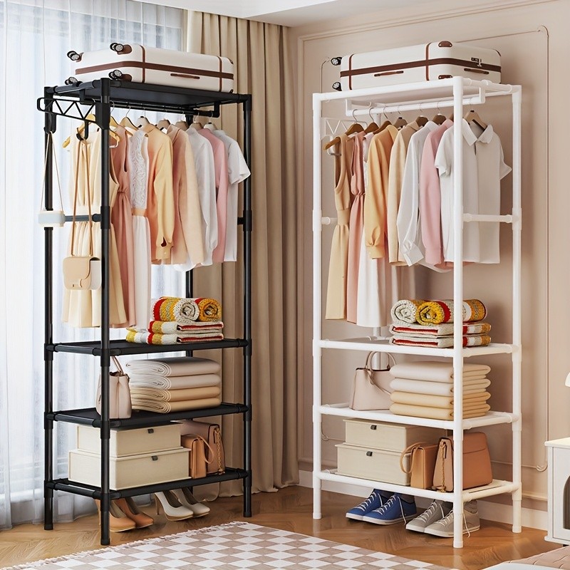 Portable Wardrobe,Freestanding Closet,Multi-Functional Design,Hooks,Casters gallery