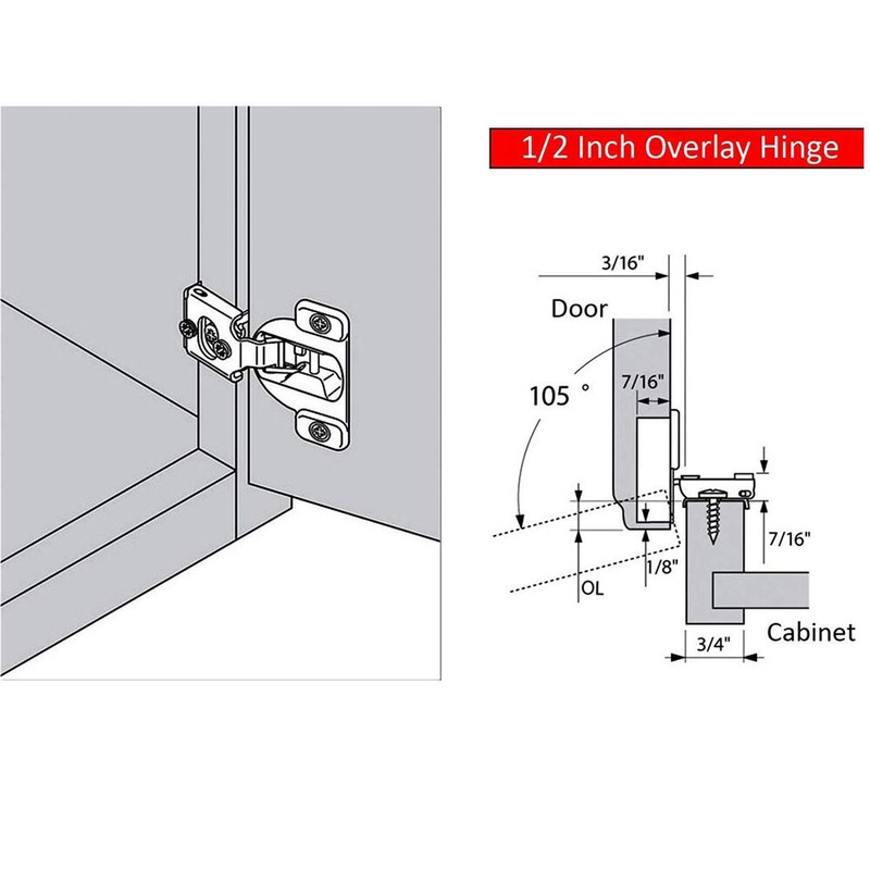 1/2" Overlay Soft Close Face Frame 105° Compact Cabinet Hinge Handware WHOLESALE gallery