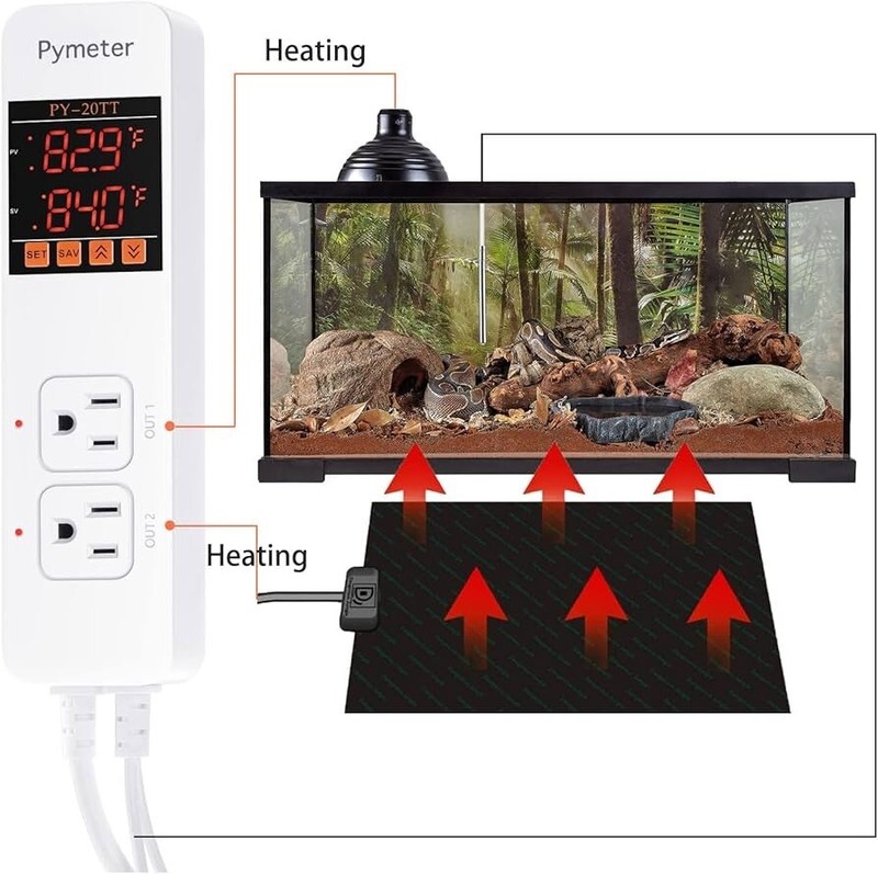 2 in 1 Digital Temperature Controller Dual Outlet Heat Mat Thermostat Reptile... gallery
