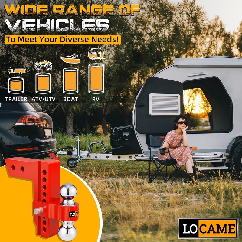 LOCAME Adjustable Trailer Hitch, Fits 2-Inch Receiver Only, 8-Inch Drop/Rise ... gallery