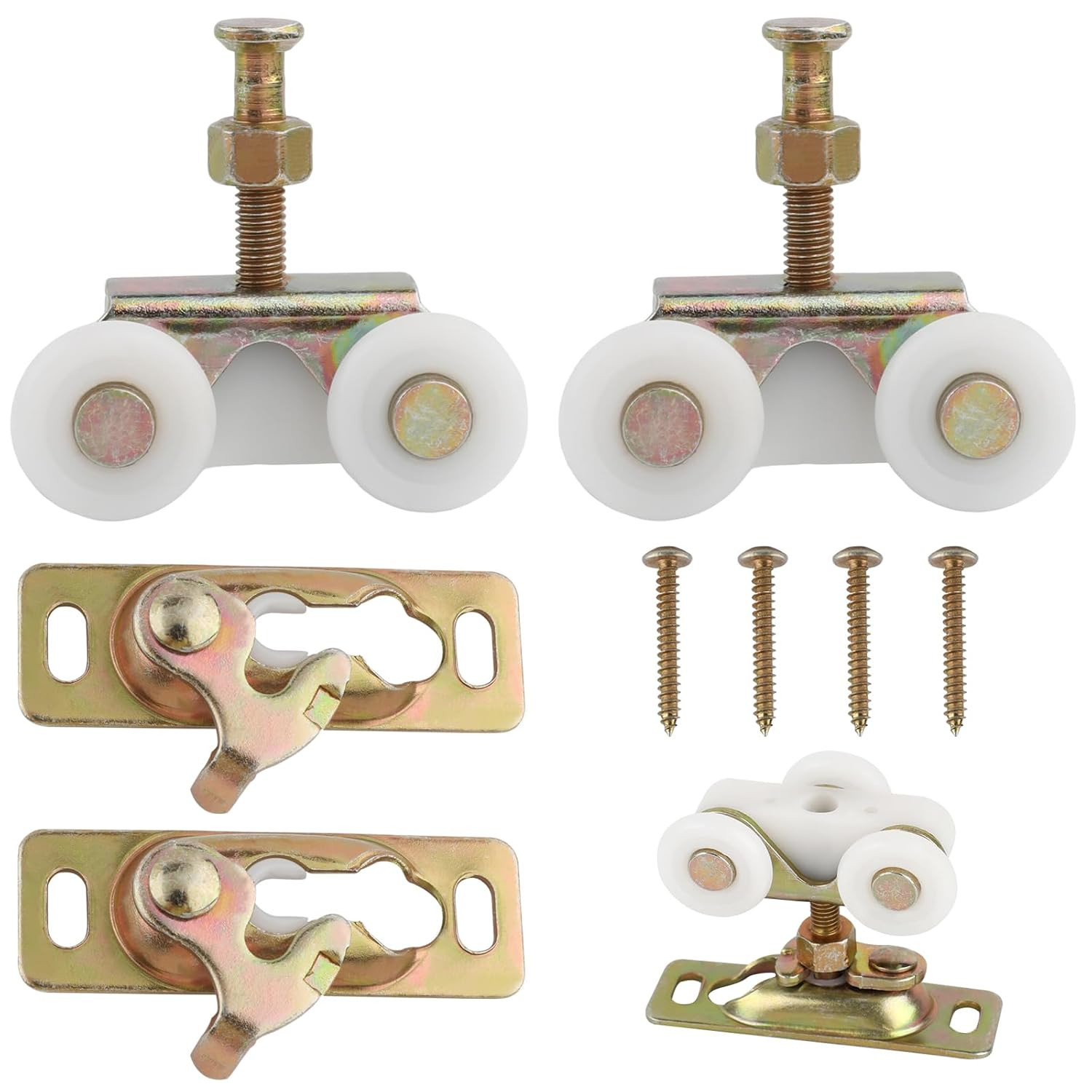 2 Pcs 3/4 Inch Sliding Pocket Door Rollers Assembly,Sliding Door Wheels Replacem gallery