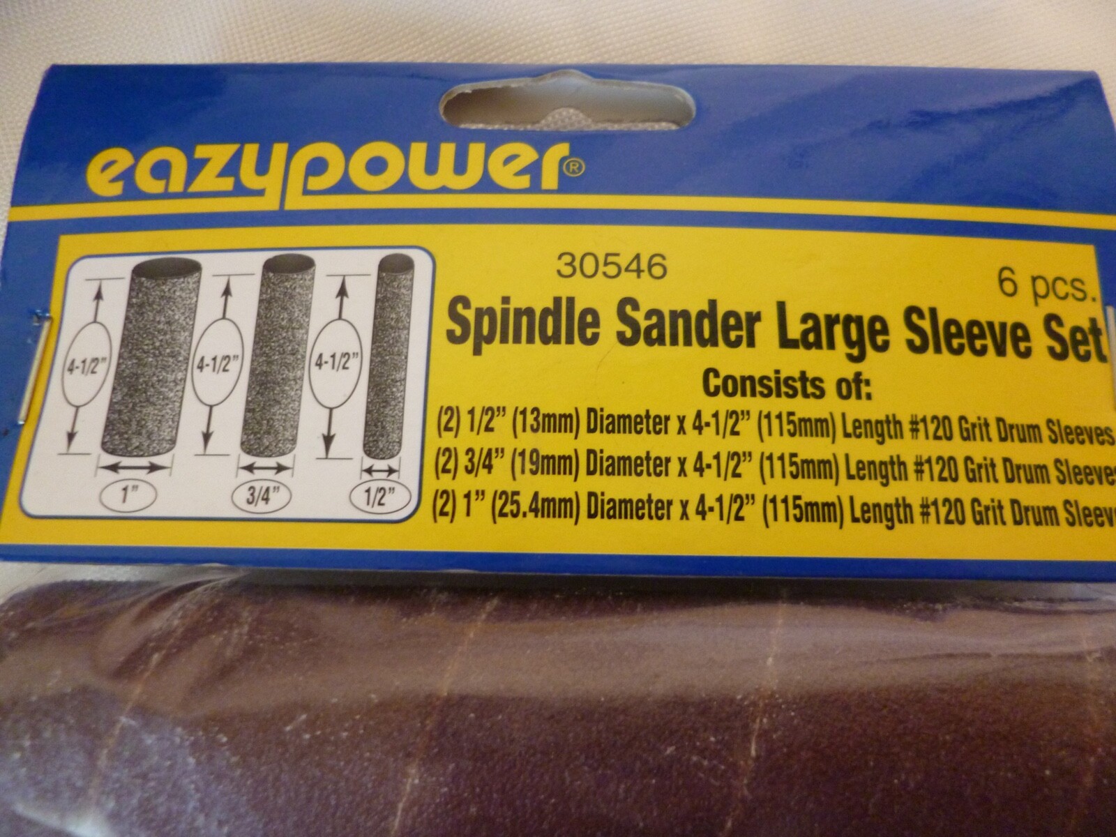 12 DRUM SPINDLE SANDER 4-1/2" SANDING SLEEVES 120 GRIT EAZYPOWER 1/2" TO 3" gallery