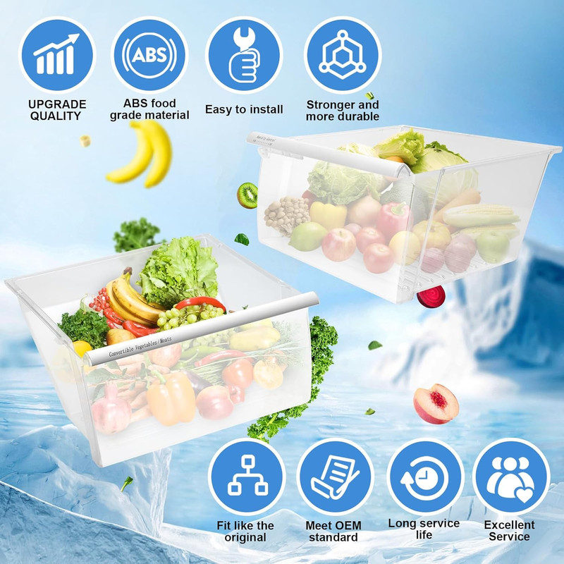 2 Pack Crisper Bin & Drawer Replacement for Kenmore Whirlpool Refrigerators gallery