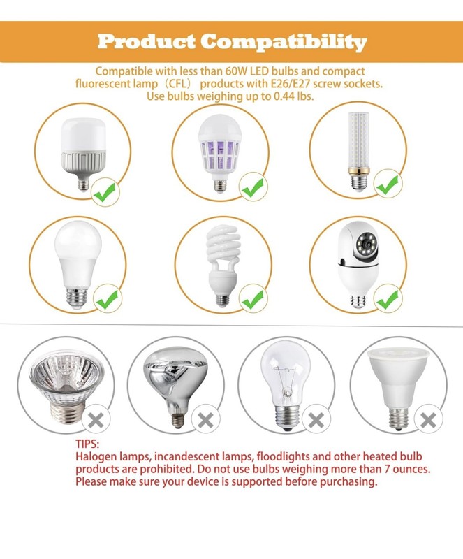 Light Bulb Socket Extender Adapter Flexible Extension Adjustable Converter 2Pack gallery