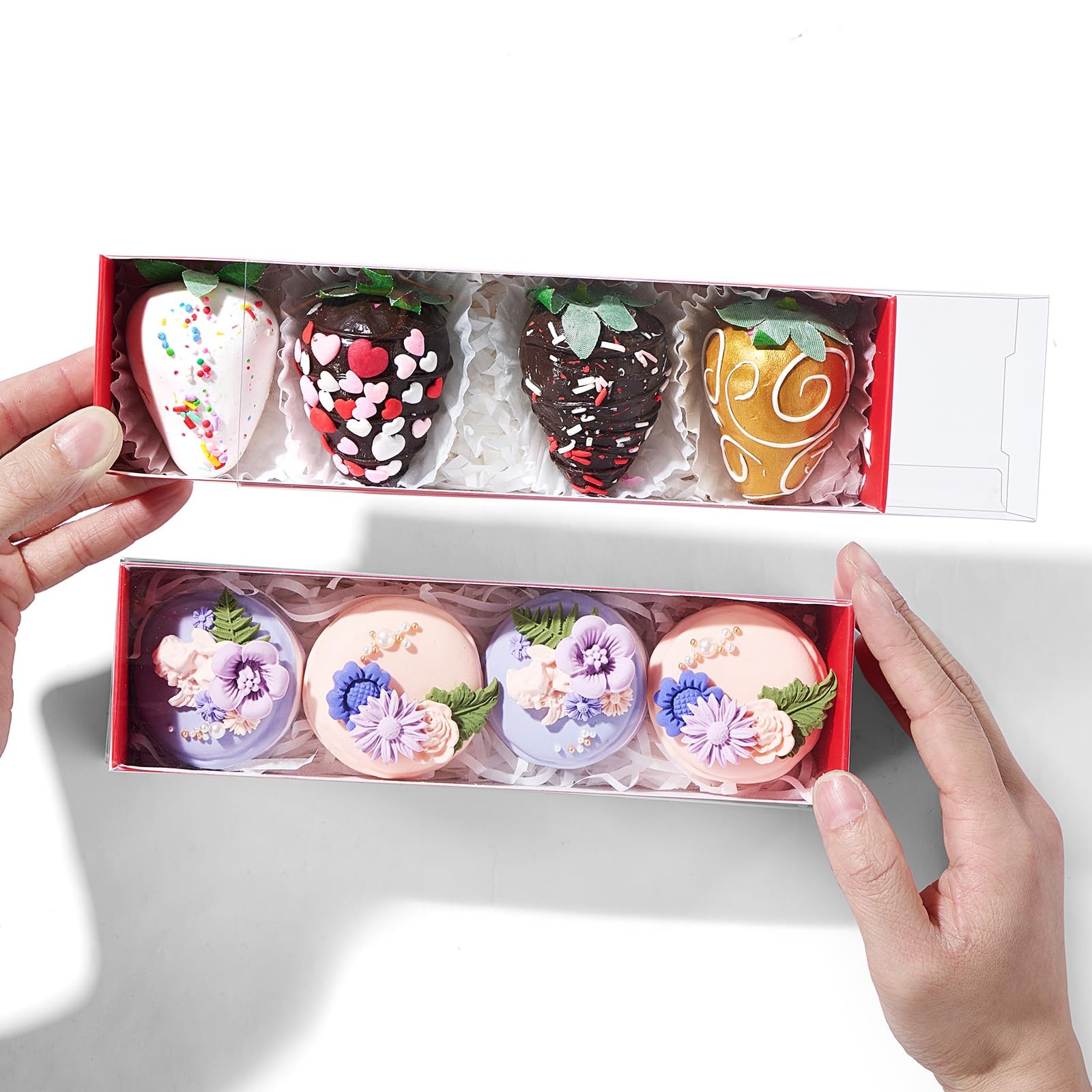 25Pcs 8x2.2x2 Inches Chocolate Covered Strawberry Boxes Mcaron Truffle Empty gallery