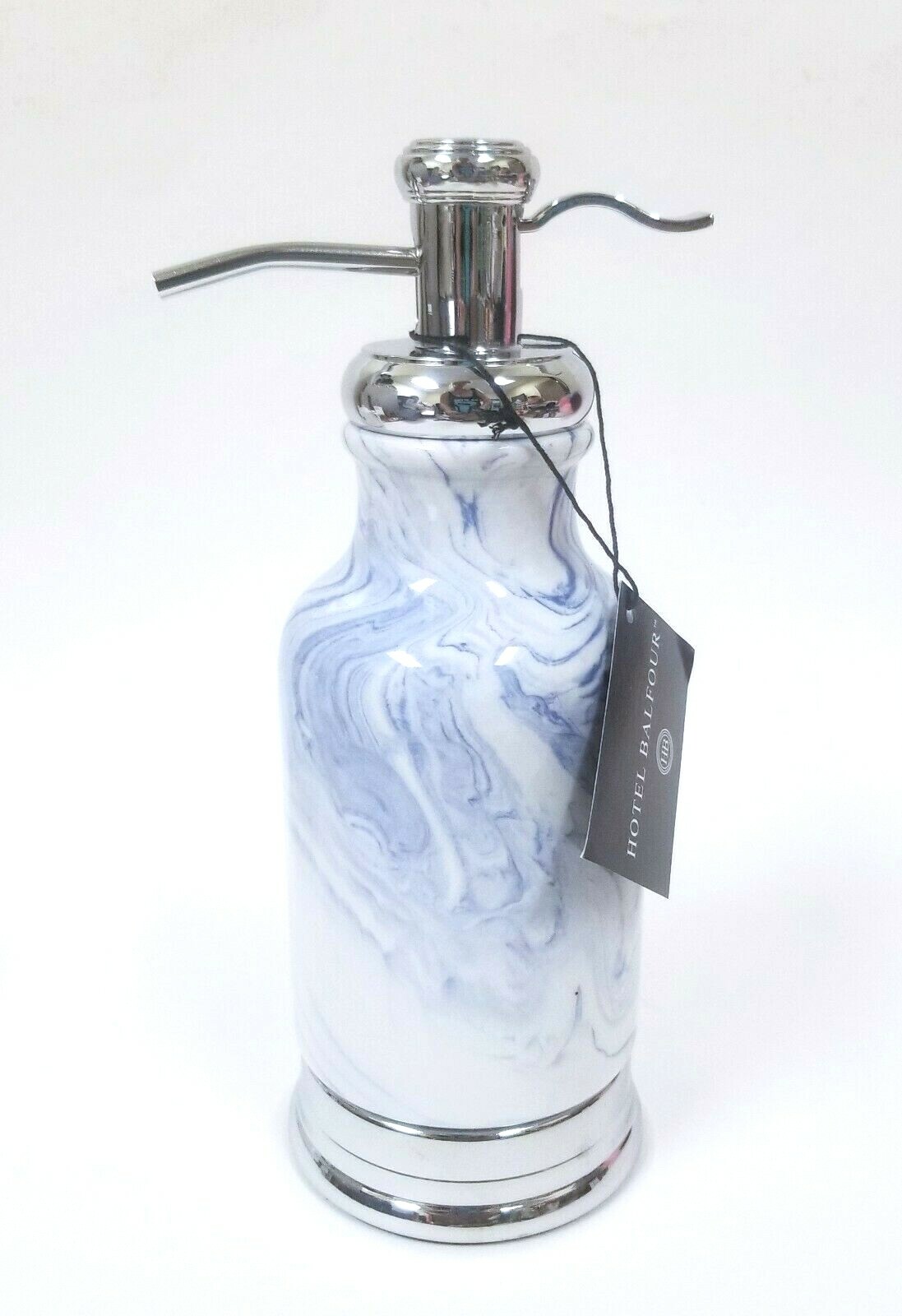 NEW HOTEL BALFOUR CHROME SILVER,BLUE MARBLE DESIGN CHINA SOAP DISPENSER+PUMP gallery