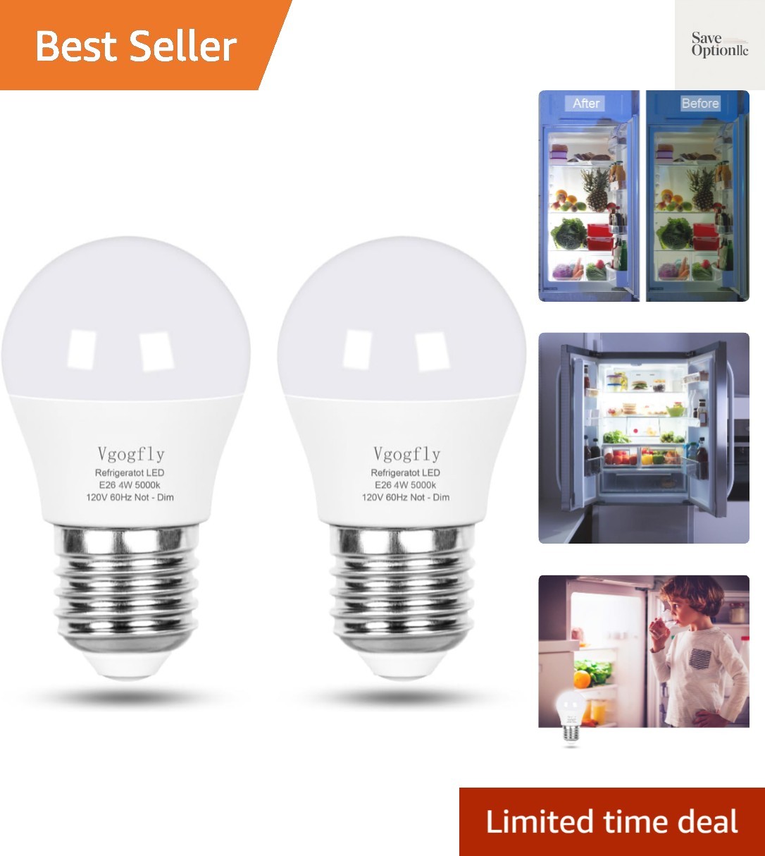 A15 Refrigerator Freezer Bulb - 4W 5000K Cool White 40W Replacement - Waterpr... gallery