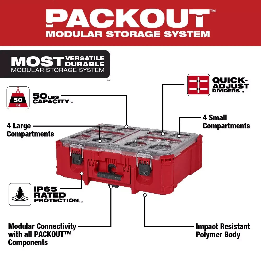 Milwaukee 48-22-8432 PACKOUT Deep Organizer w/ 50 lb Weight Capacity- Free Tax gallery