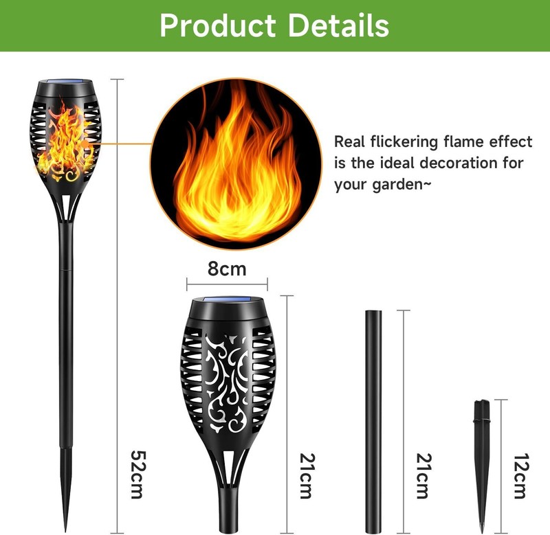 4Pack LED Solar Flame Torch Lights Outdoor Flickering Garden Yard Pathway Lamps gallery