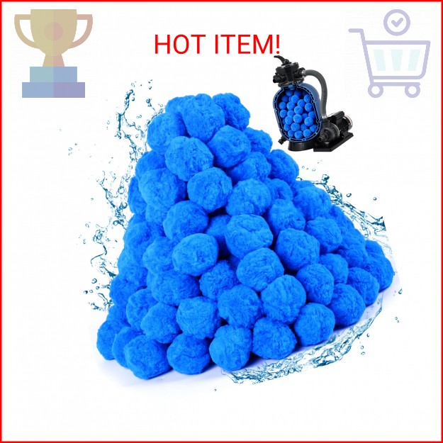 BluClear 3.5 lbs Pool Filter Balls for Sand Pump, Reusable Blue Pool Filter Medi gallery
