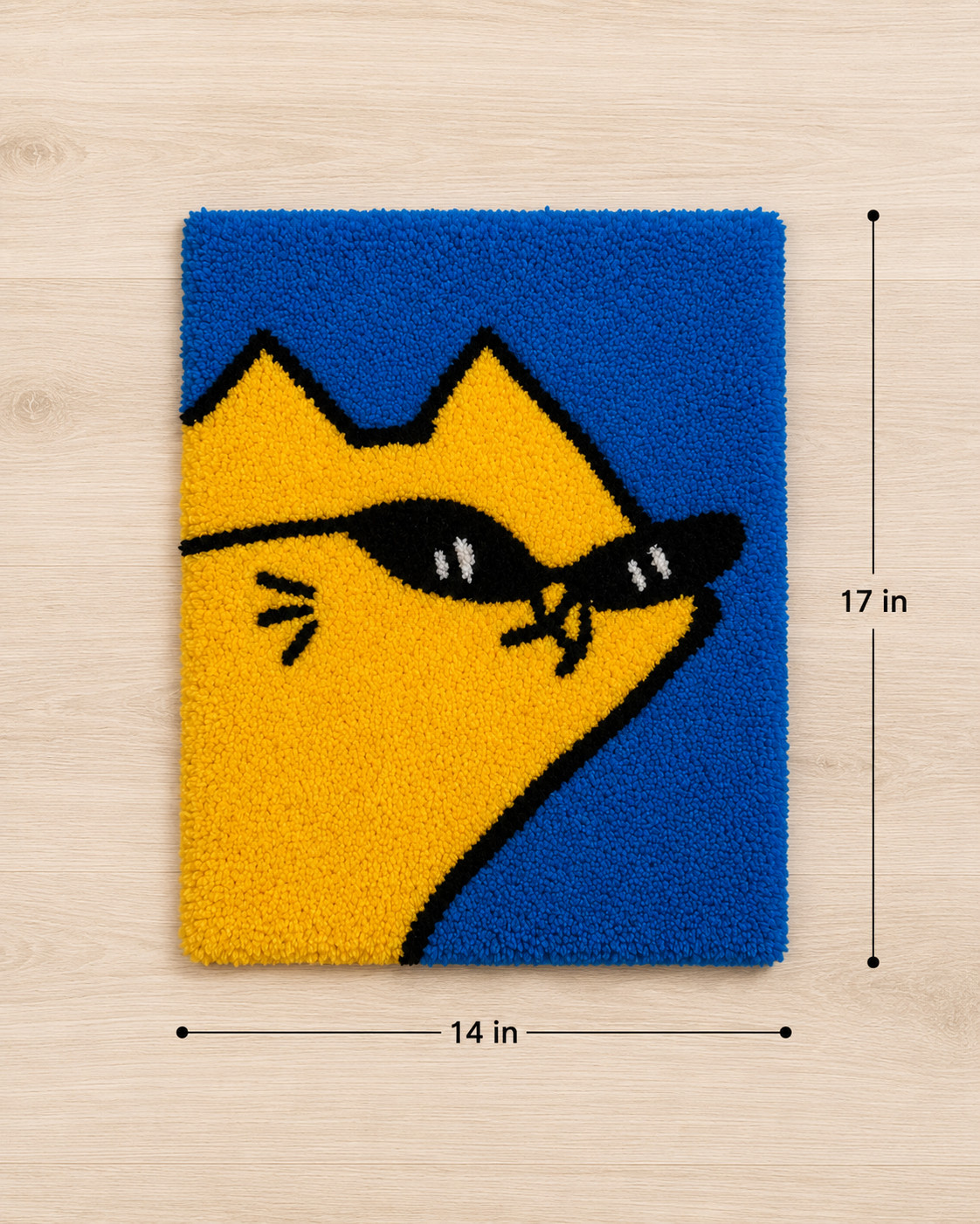 Handmade Yellow Cat Tufted Rug 14x17 Wall Art Cute Modern Accent Rug Decor gallery